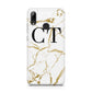 Personalised Gold Veins White Marble Monogram Huawei Y7 2019