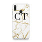 Personalised Gold Veins White Marble Monogram Huawei Y9 2019