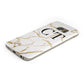 Personalised Gold Veins White Marble Monogram Protective Samsung Galaxy Case Angled Image