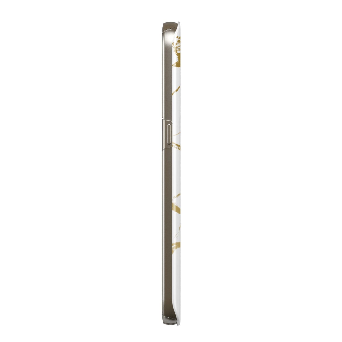 Personalised Gold Veins White Marble Monogram Protective Samsung Galaxy Case Side Angle