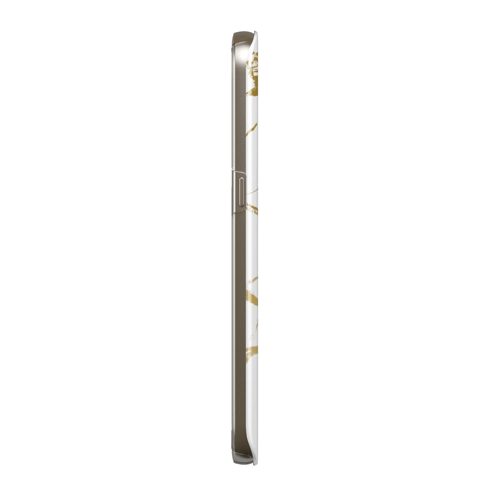 Personalised Gold Veins White Marble Monogram Protective Samsung Galaxy Case Side Angle