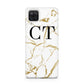 Personalised Gold Veins White Marble Monogram Samsung A12 Case