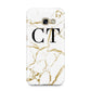 Personalised Gold Veins White Marble Monogram Samsung Galaxy A3 2017 Case on gold phone