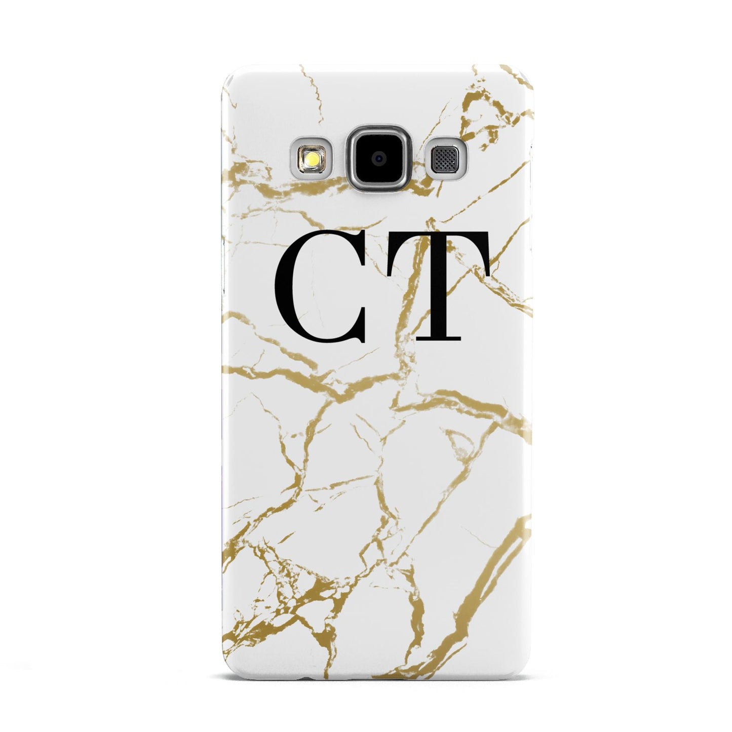 Personalised Gold Veins White Marble Monogram Samsung Galaxy A5 Case