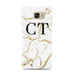 Personalised Gold Veins White Marble Monogram Samsung Galaxy A7 2016 Case on gold phone