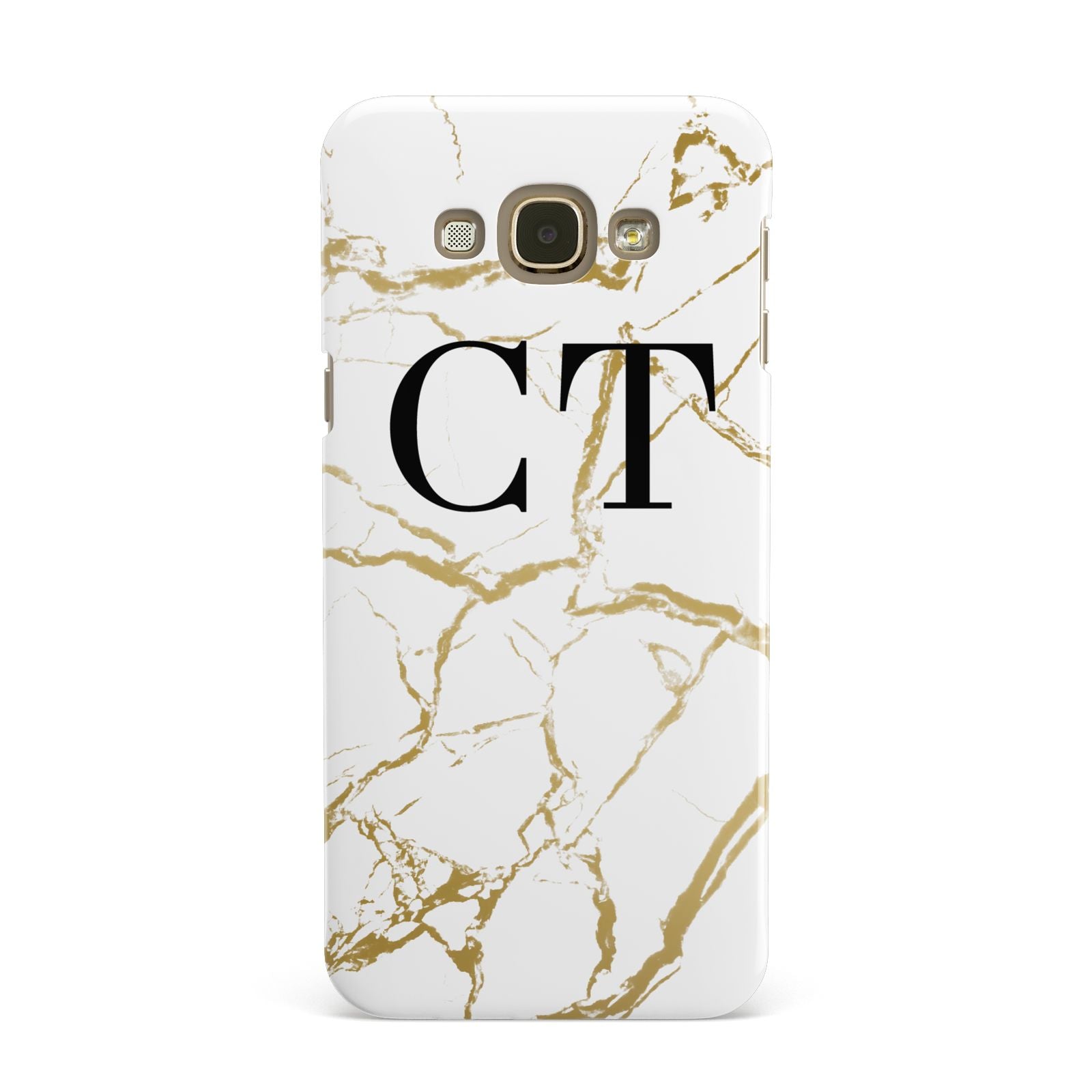 Personalised Gold Veins White Marble Monogram Samsung Galaxy A8 Case