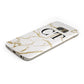 Personalised Gold Veins White Marble Monogram Samsung Galaxy Case Bottom Cutout