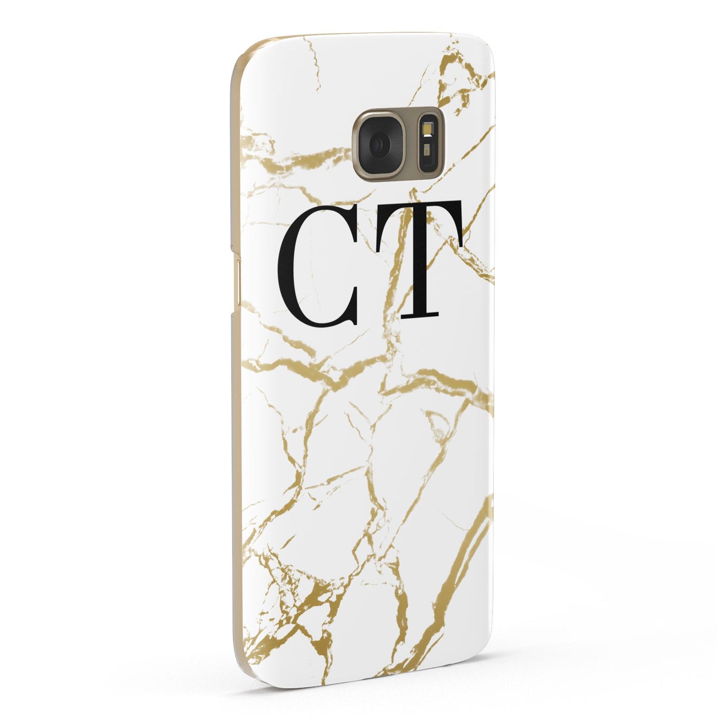 Personalised Gold Veins White Marble Monogram Samsung Galaxy Case Fourty Five Degrees