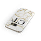 Personalised Gold Veins White Marble Monogram Samsung Galaxy Case Front Close Up