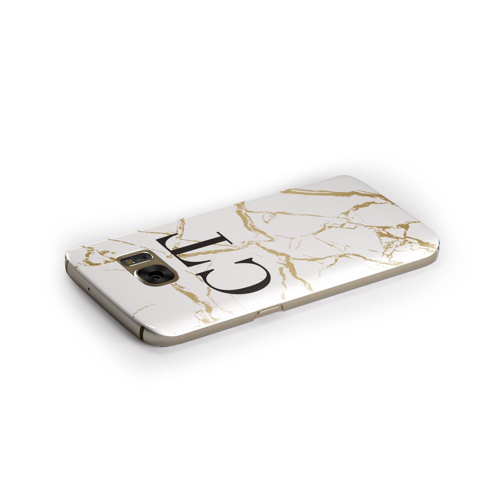 Personalised Gold Veins White Marble Monogram Samsung Galaxy Case Side Close Up