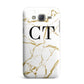 Personalised Gold Veins White Marble Monogram Samsung Galaxy J7 Case