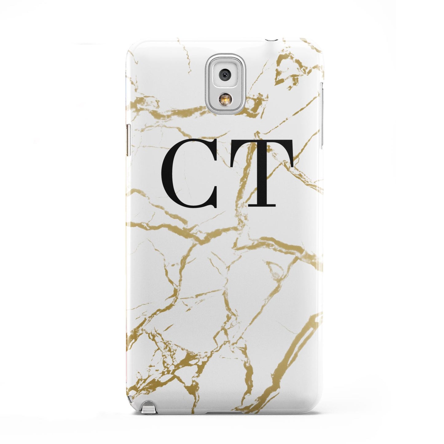 Personalised Gold Veins White Marble Monogram Samsung Galaxy Note 3 Case