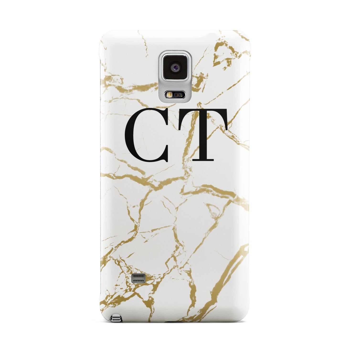 Personalised Gold Veins White Marble Monogram Samsung Galaxy Note 4 Case
