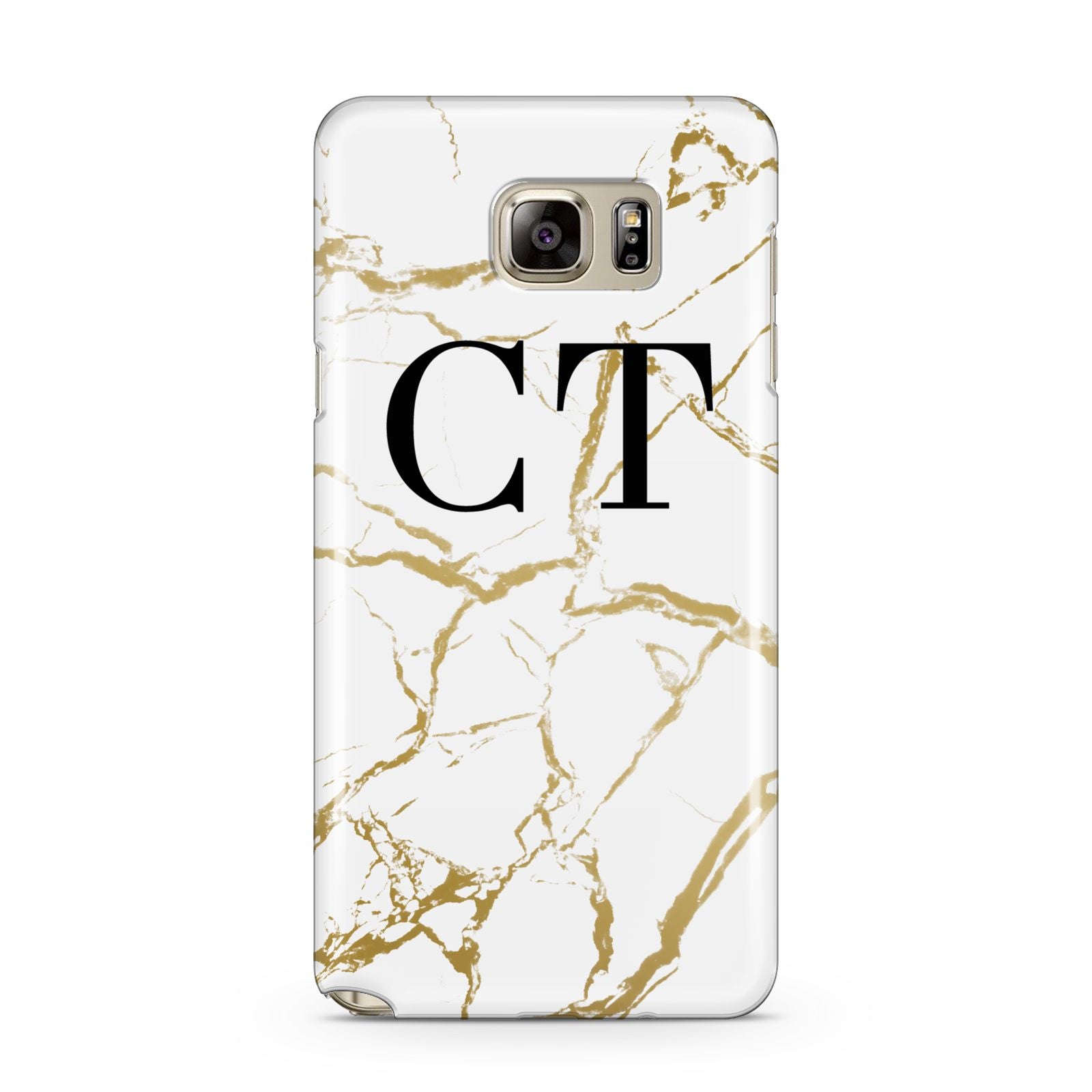 Personalised Gold Veins White Marble Monogram Samsung Galaxy Note 5 Case