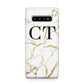 Personalised Gold Veins White Marble Monogram Samsung Galaxy S10 Plus Case