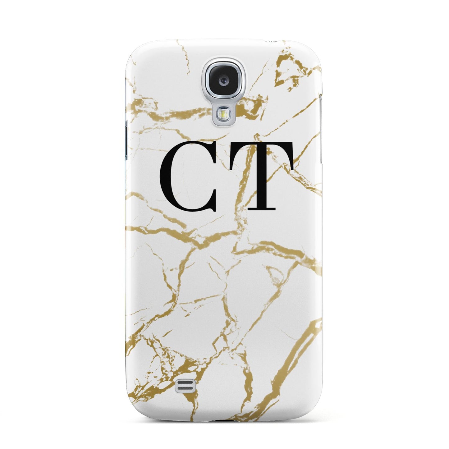 Personalised Gold Veins White Marble Monogram Samsung Galaxy S4 Case