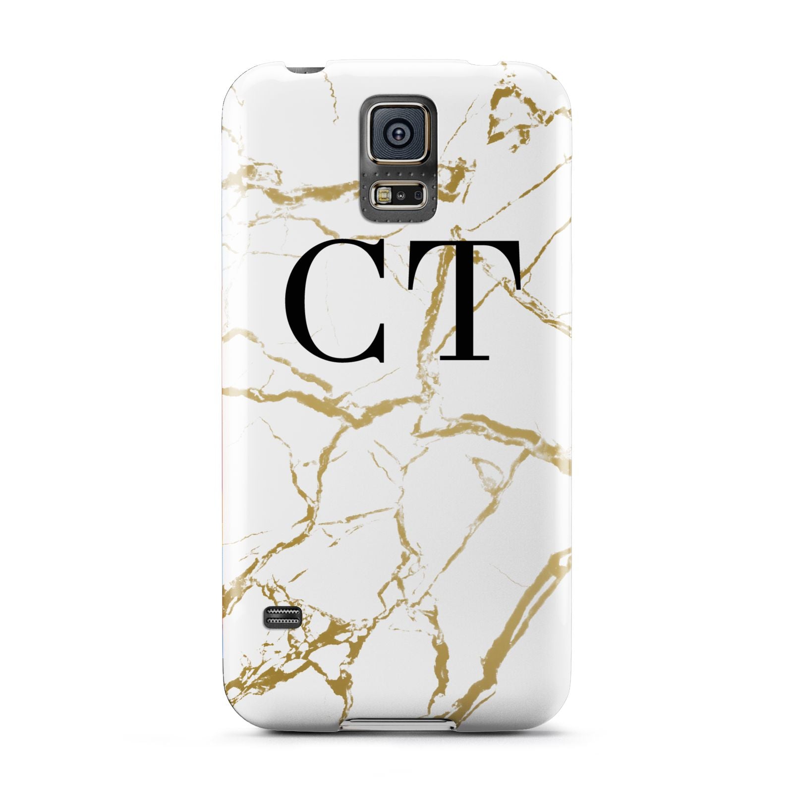 Personalised Gold Veins White Marble Monogram Samsung Galaxy S5 Case