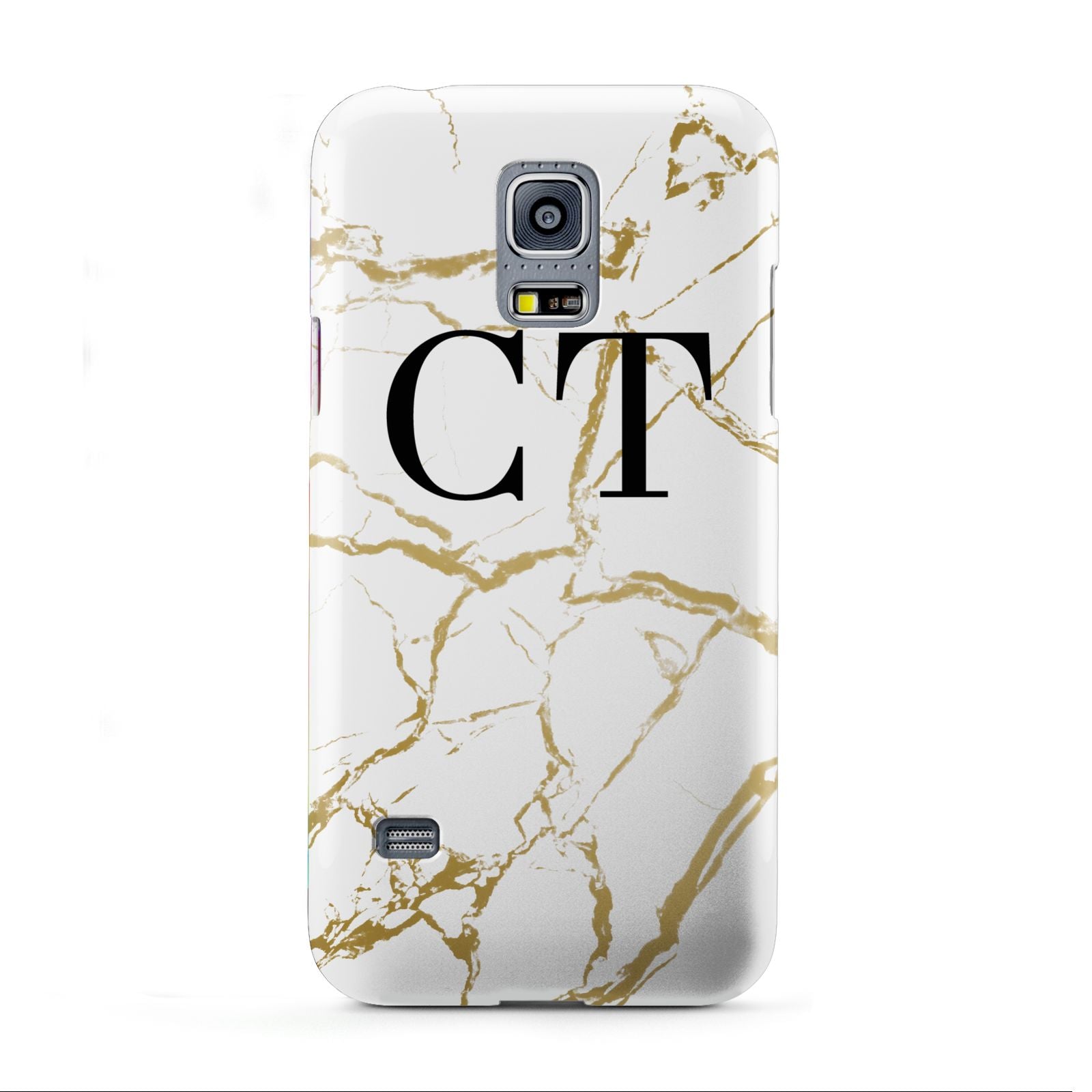 Personalised Gold Veins White Marble Monogram Samsung Galaxy S5 Mini Case
