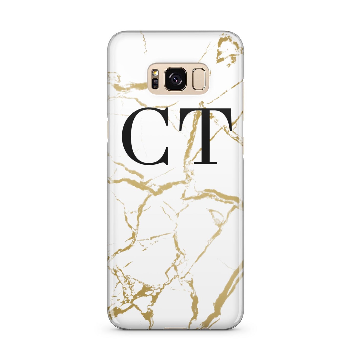 Personalised Gold Veins White Marble Monogram Samsung Galaxy S8 Plus Case