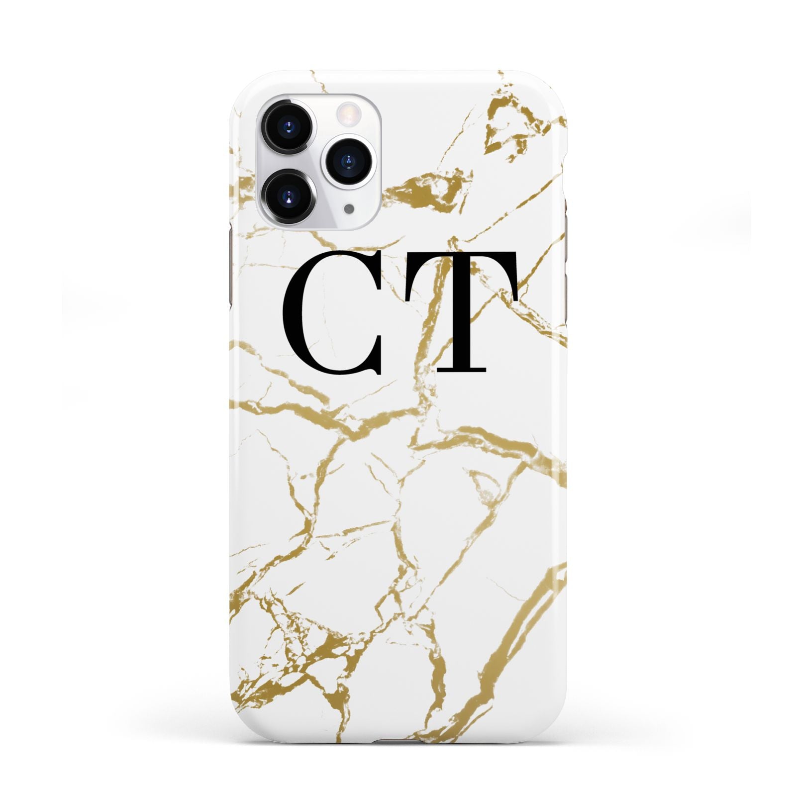 Personalised Gold Veins White Marble Monogram iPhone 11 Pro 3D Tough Case