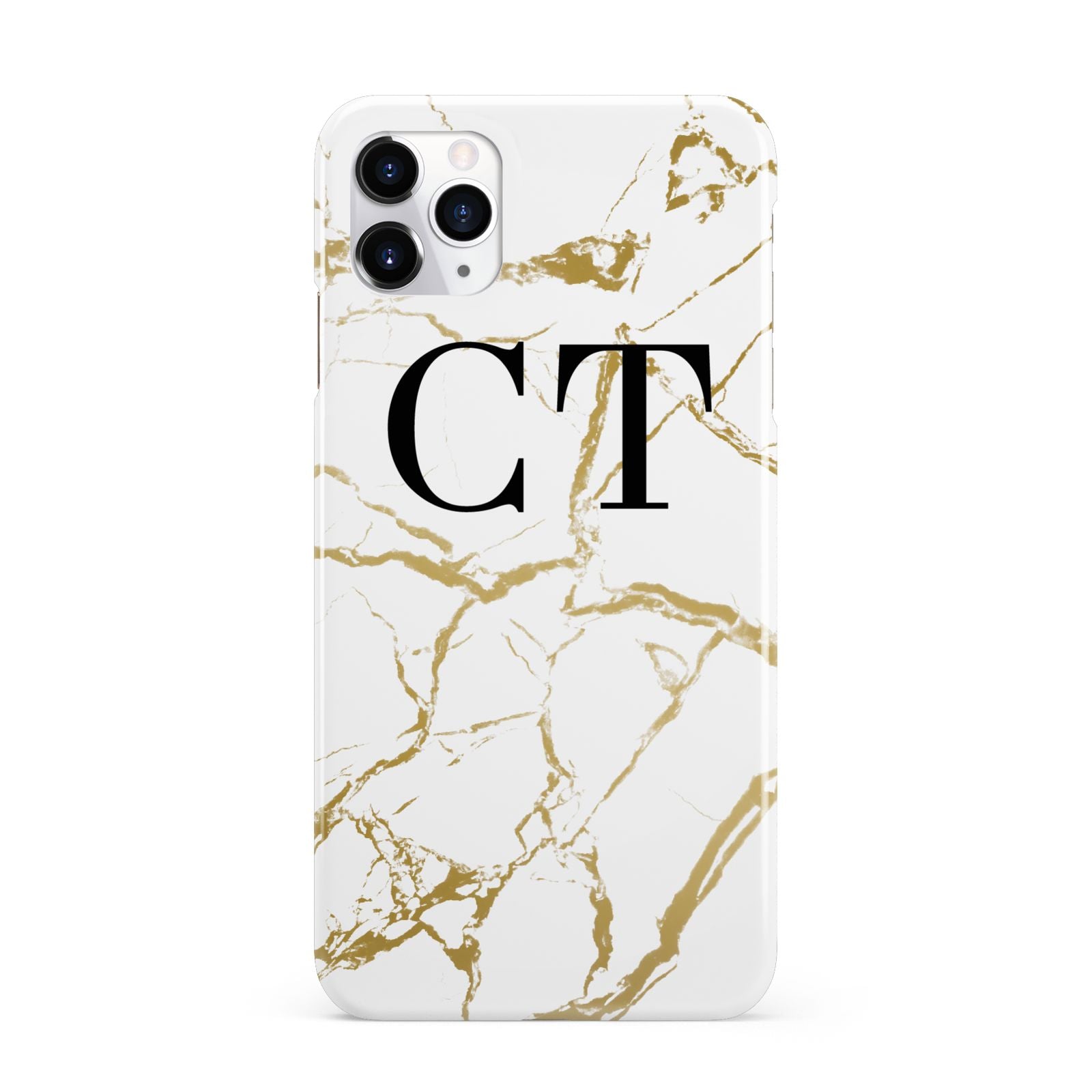 Personalised Gold Veins White Marble Monogram iPhone 11 Pro Max 3D Snap Case