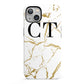 Personalised Gold Veins White Marble Monogram iPhone 13 Full Wrap 3D Tough Case