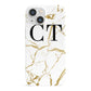 Personalised Gold Veins White Marble Monogram iPhone 13 Mini Full Wrap 3D Snap Case