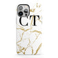 Personalised Gold Veins White Marble Monogram iPhone 13 Pro Max Full Wrap 3D Tough Case