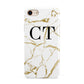 Personalised Gold Veins White Marble Monogram iPhone 8 3D Tough Case on Gold Phone