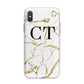 Personalised Gold Veins White Marble Monogram iPhone X Bumper Case on Silver iPhone Alternative Image 1
