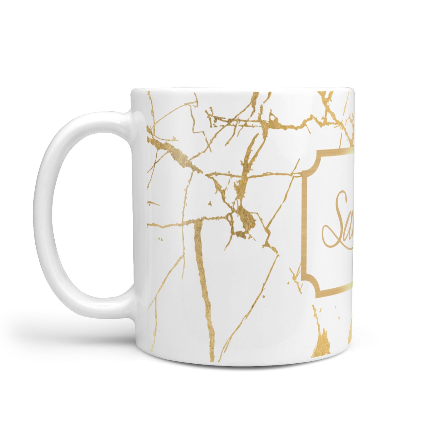 Personalised Gold White Marble Name 10oz Mug Alternative Image 1