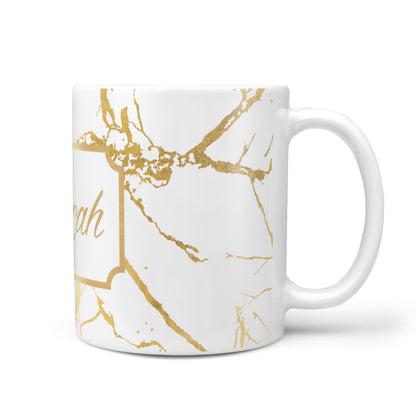 Personalised Gold White Marble Name 10oz Mug