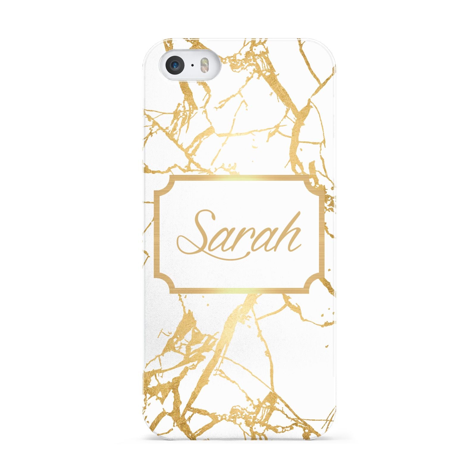 Personalised Gold White Marble Name Apple iPhone 5 Case
