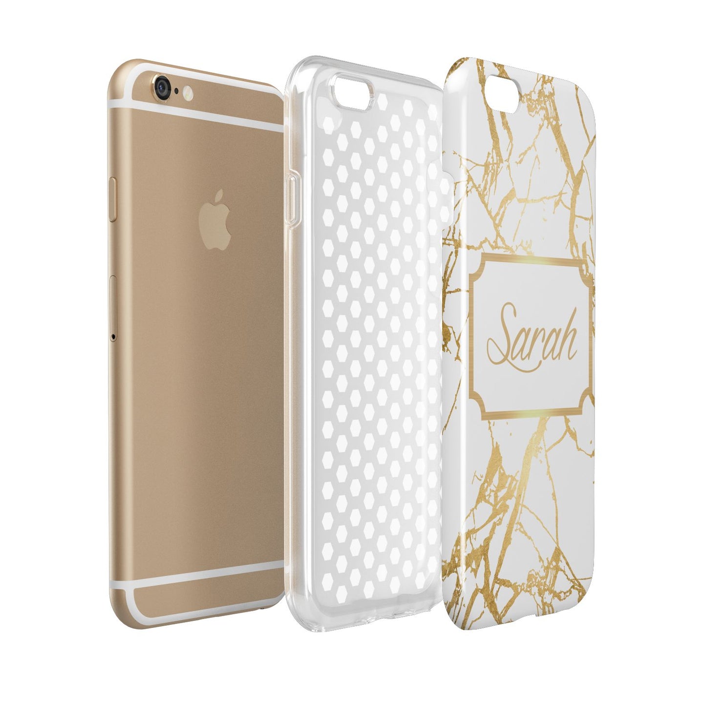 Personalised Gold White Marble Name Apple iPhone 6 3D Tough Case Expanded view