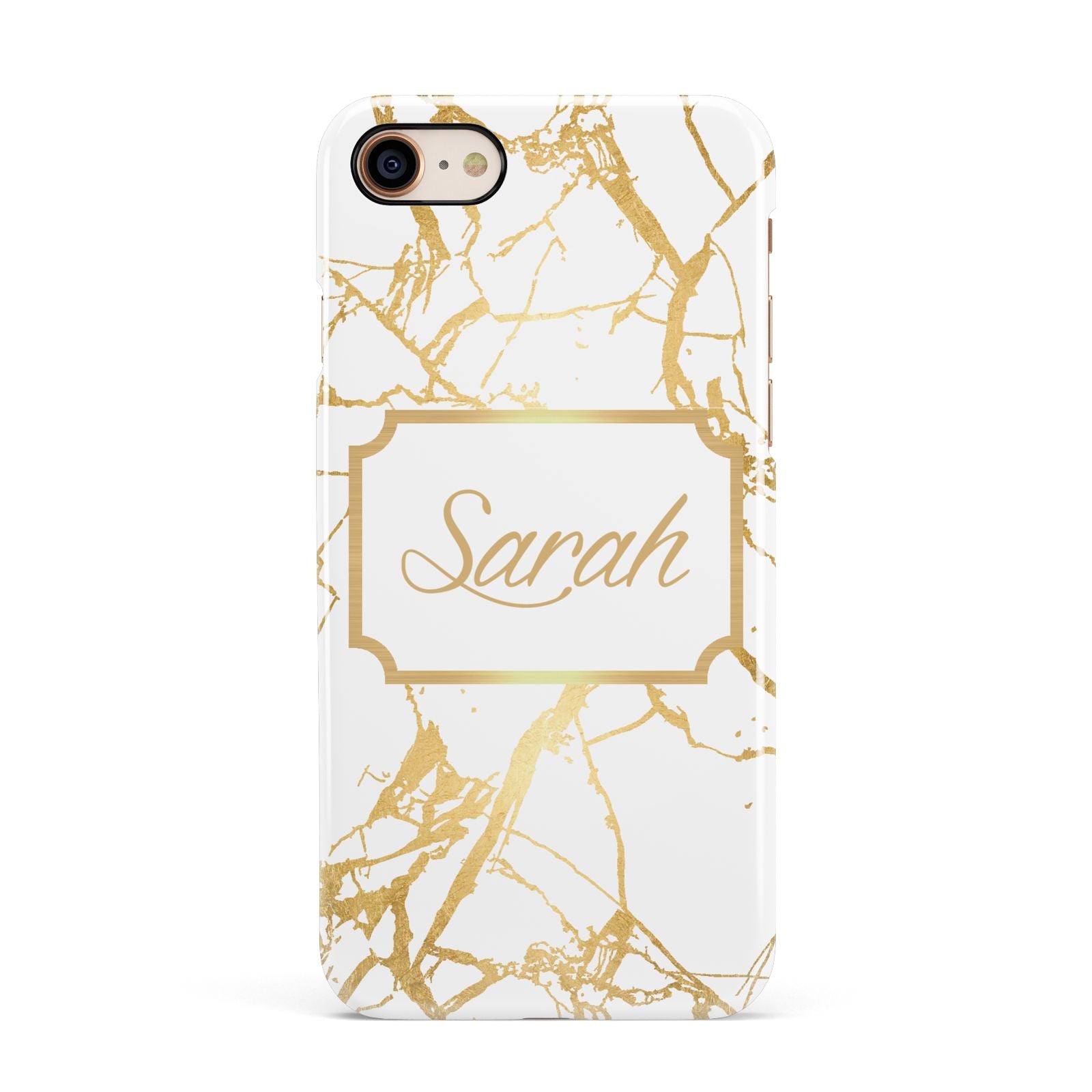 Personalised Gold White Marble Name Apple iPhone 7 8 3D Snap Case