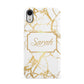 Personalised Gold White Marble Name Apple iPhone XR White 3D Snap Case