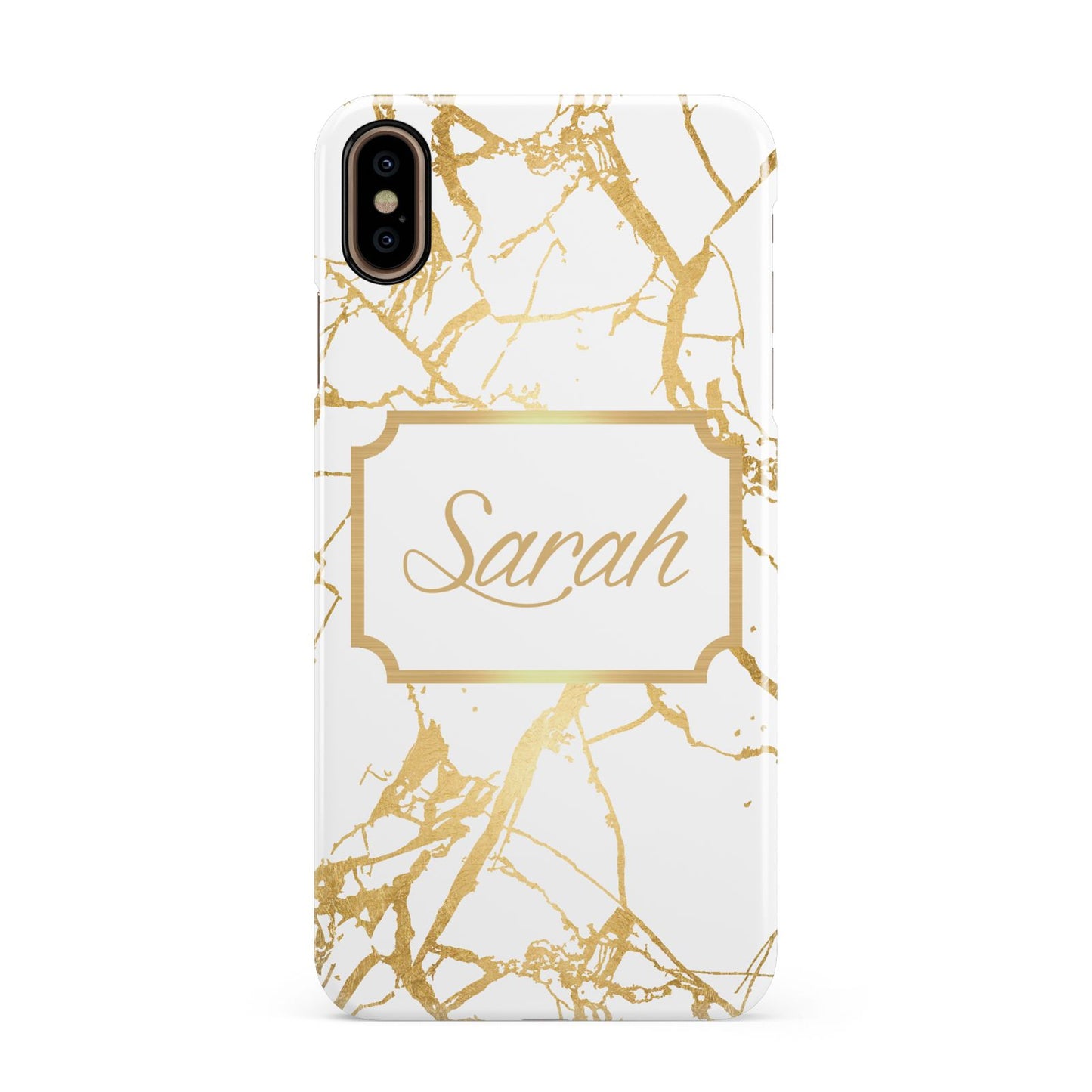 Personalised Gold White Marble Name Apple iPhone Xs Max 3D Snap Case