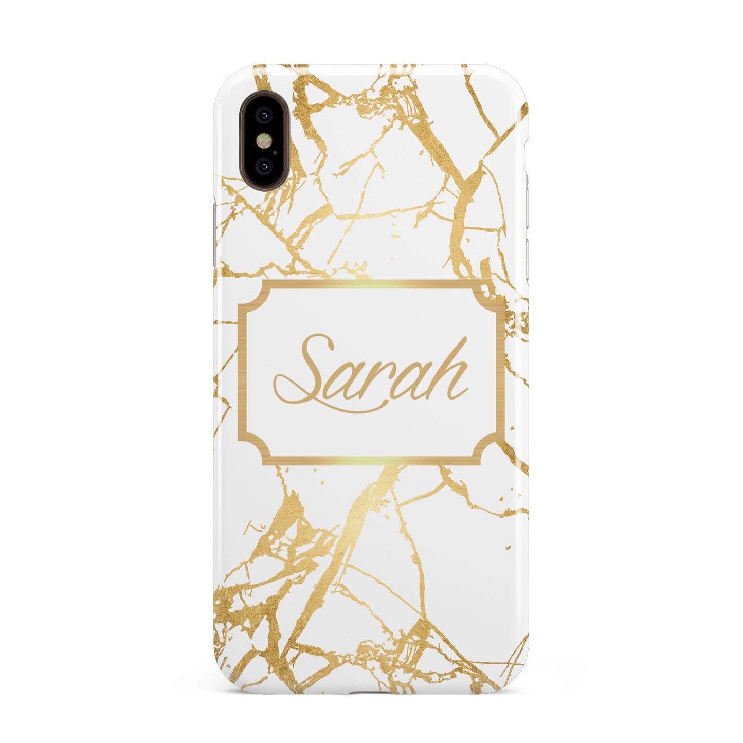 Personalised Gold White Marble Name Apple iPhone Xs Max 3D Tough Case