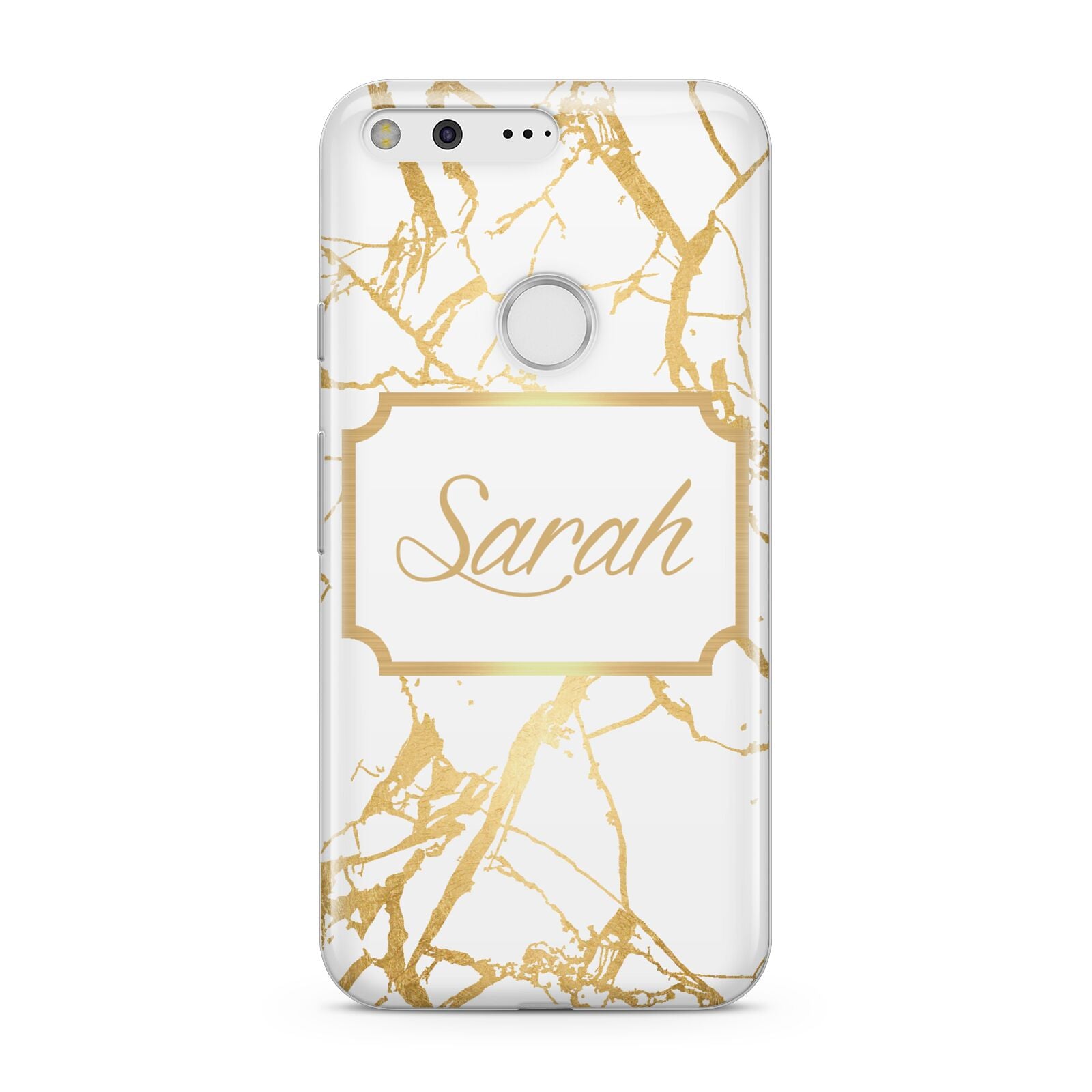 Personalised Gold White Marble Name Google Pixel Case