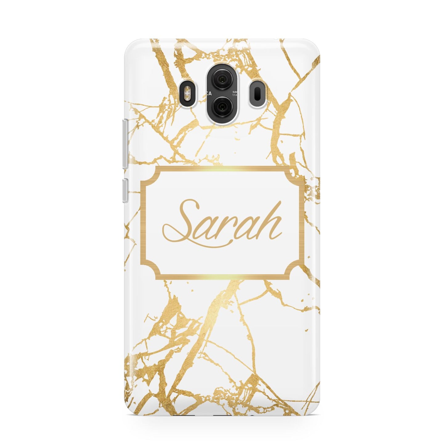 Personalised Gold White Marble Name Huawei Mate 10 Protective Phone Case
