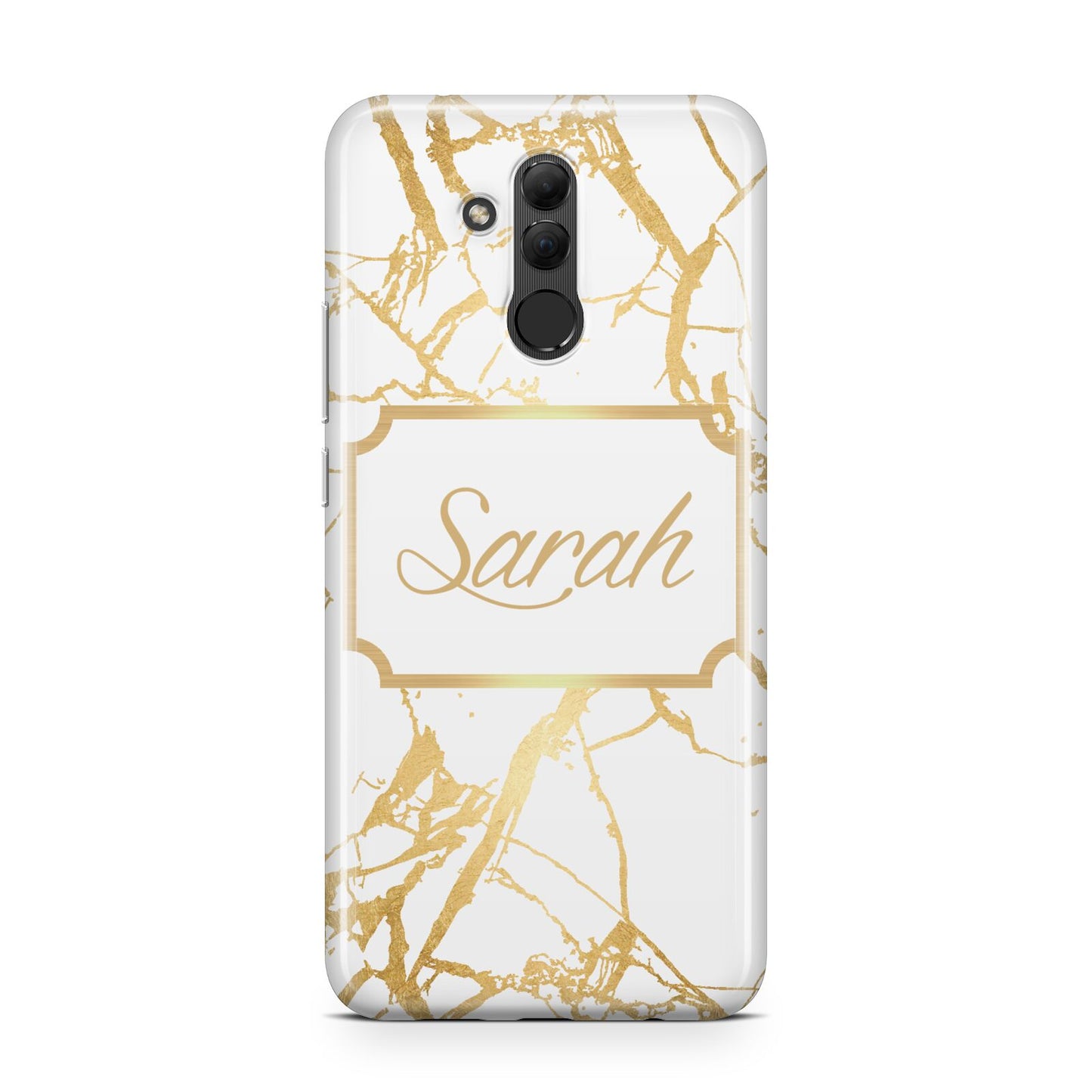 Personalised Gold White Marble Name Huawei Mate 20 Lite