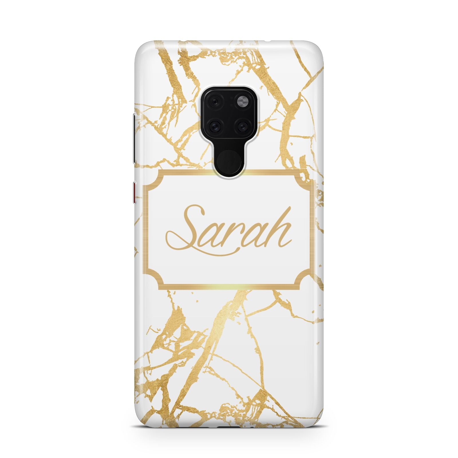 Personalised Gold White Marble Name Huawei Mate 20 Phone Case