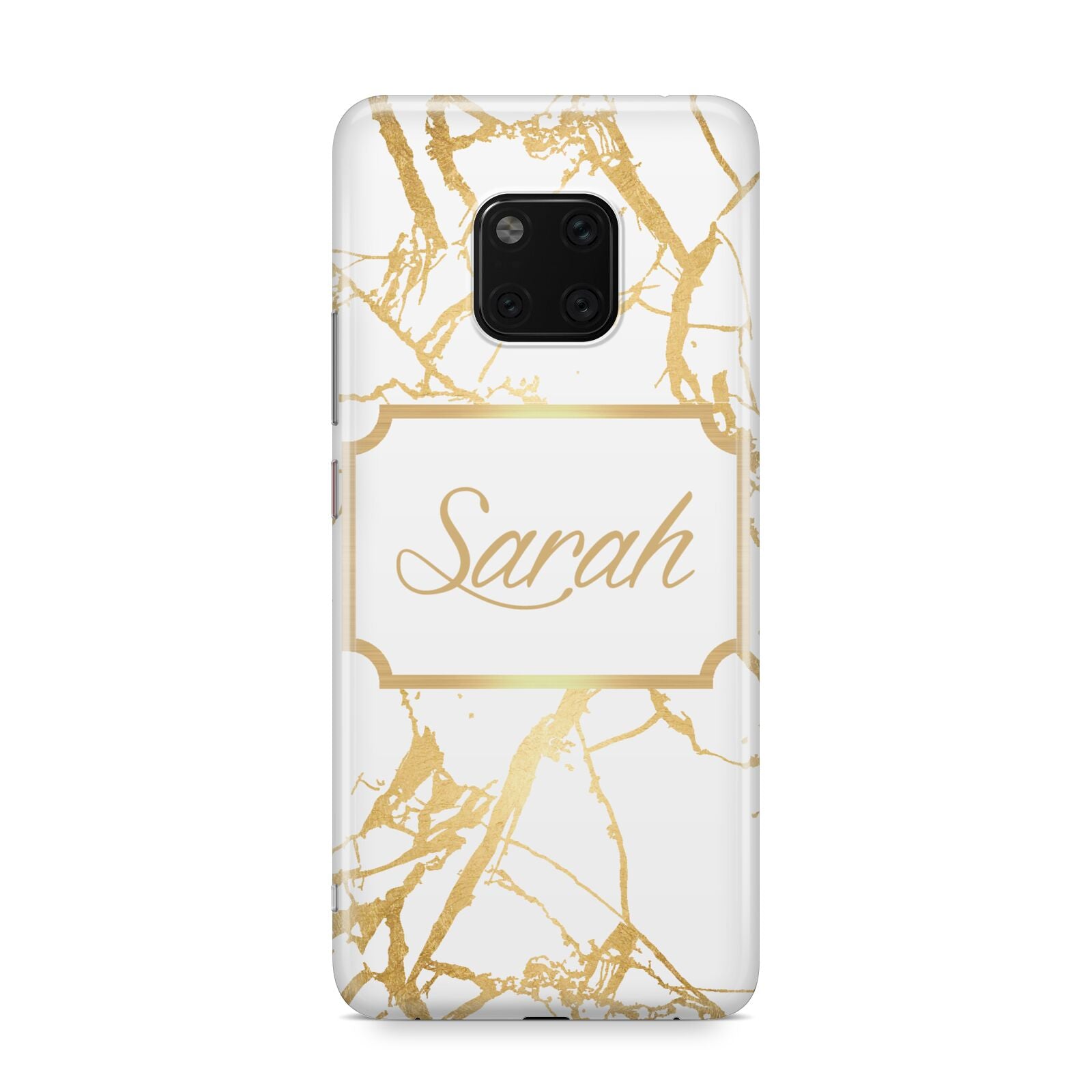 Personalised Gold White Marble Name Huawei Mate 20 Pro Phone Case