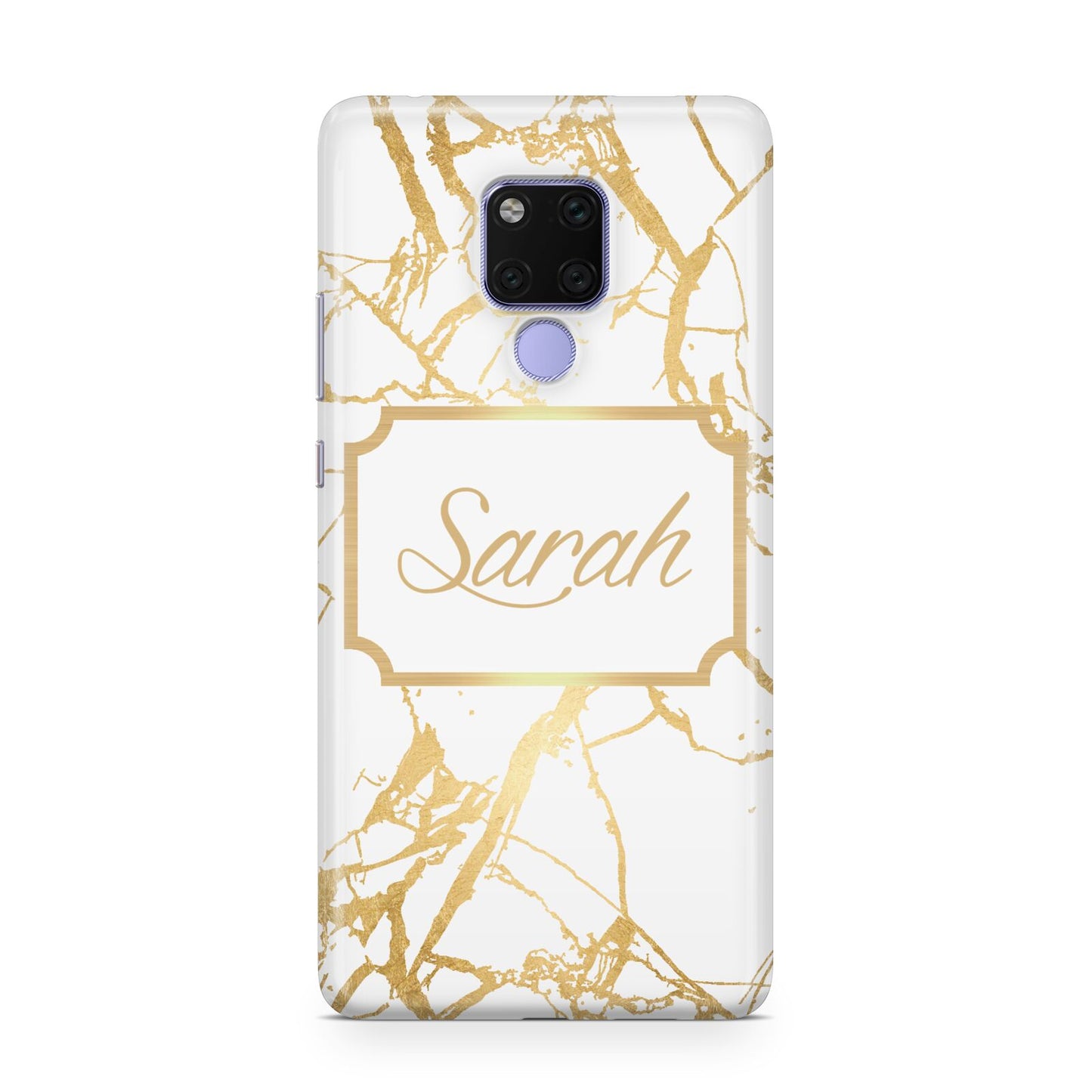 Personalised Gold White Marble Name Huawei Mate 20X Phone Case