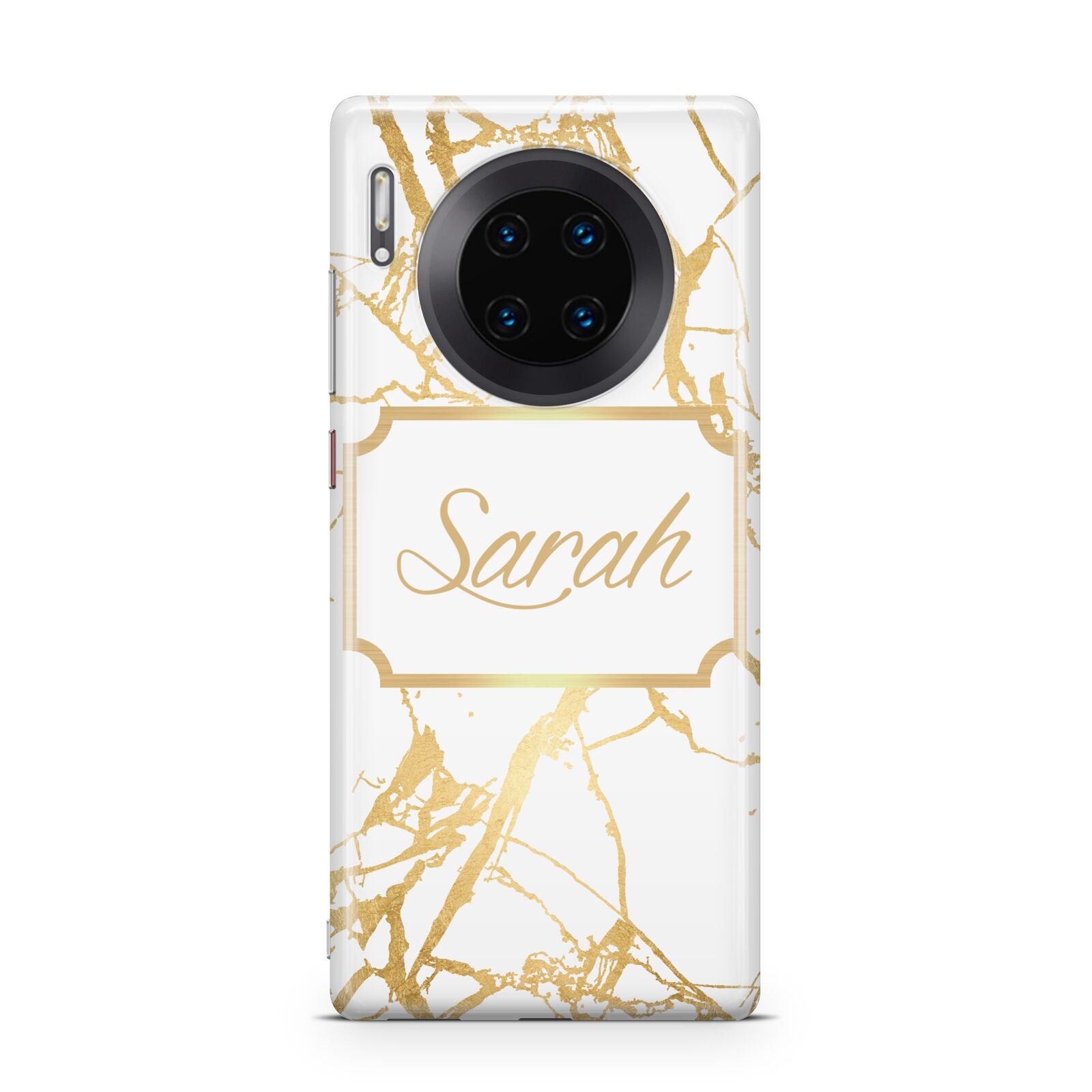 Personalised Gold White Marble Name Huawei Mate 30 Pro Phone Case