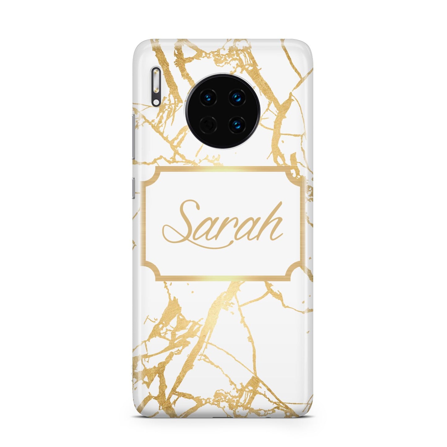 Personalised Gold White Marble Name Huawei Mate 30