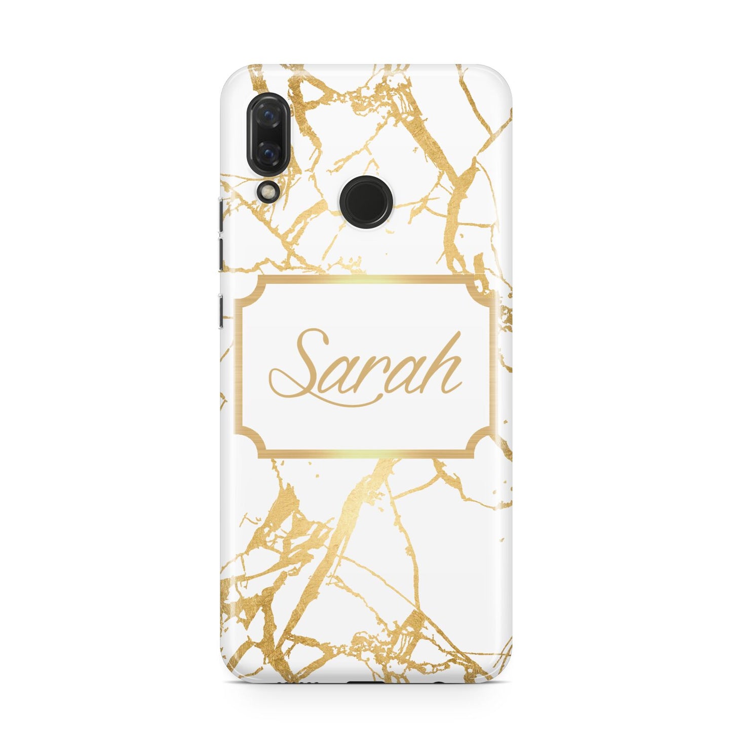 Personalised Gold White Marble Name Huawei Nova 3 Phone Case