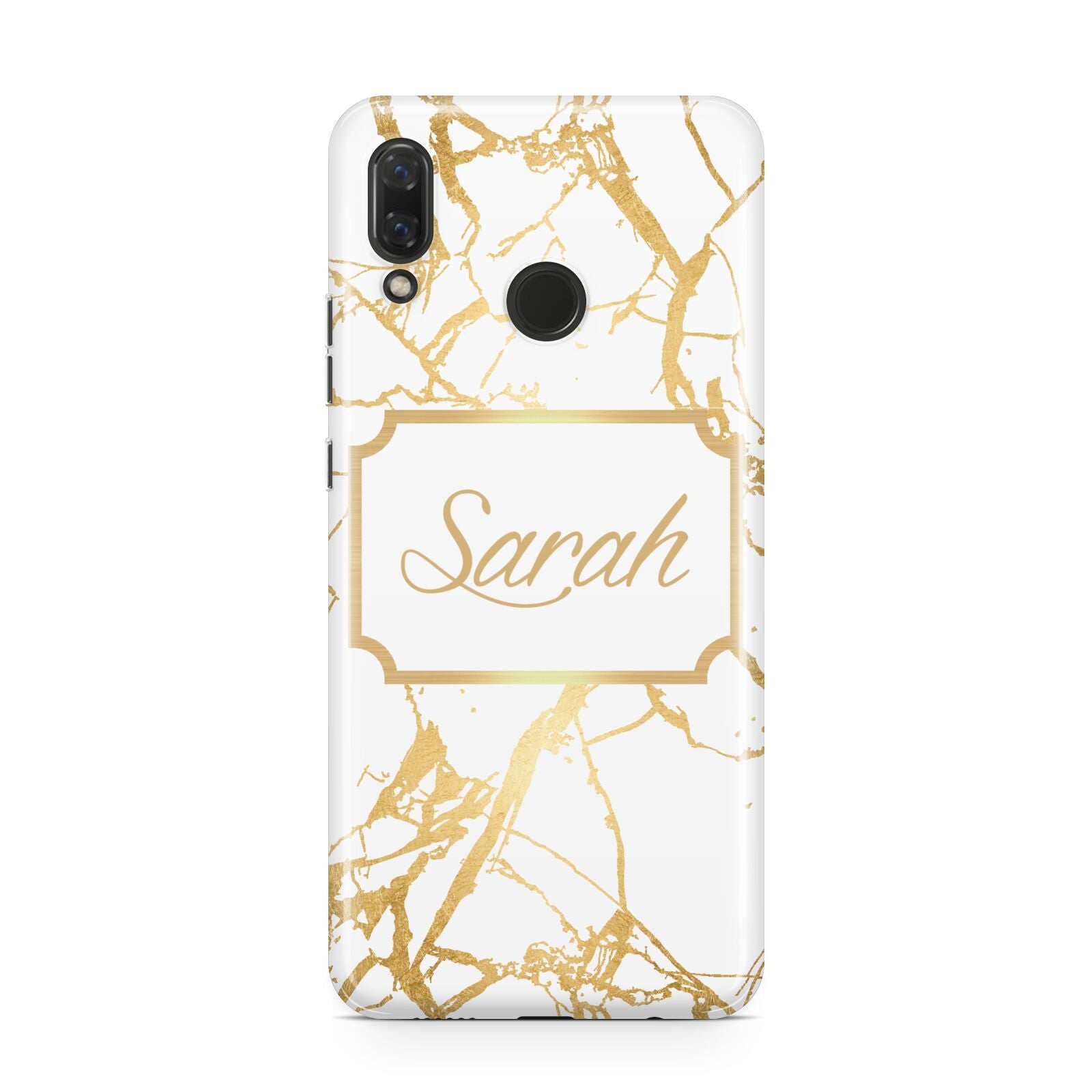 Personalised Gold White Marble Name Huawei Nova 3 Phone Case