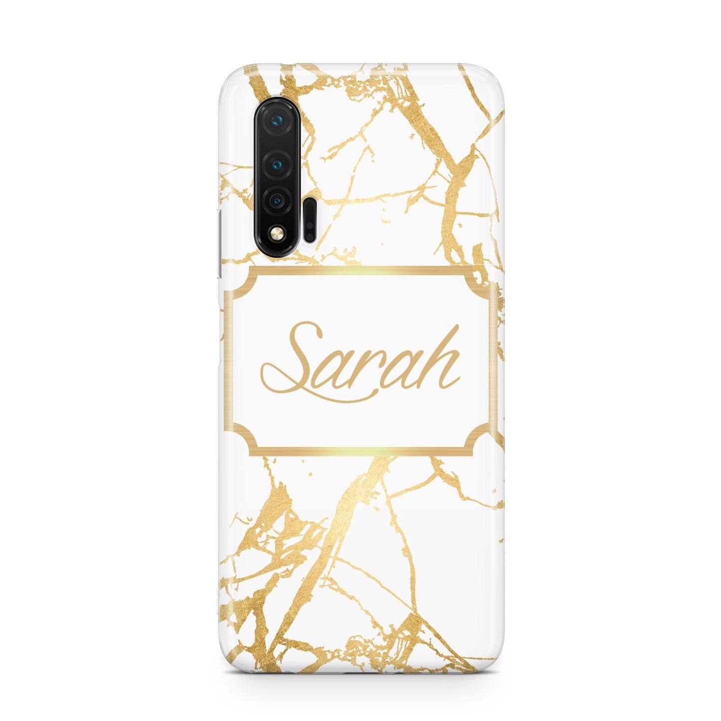Personalised Gold White Marble Name Huawei Nova 6 Phone Case