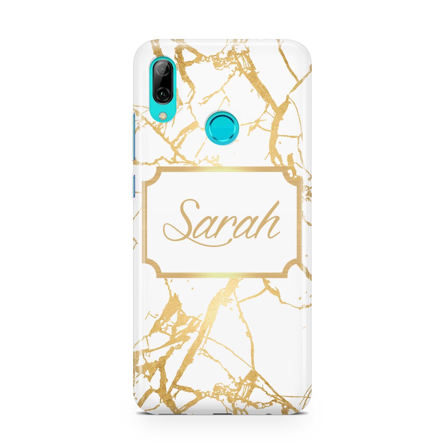 Personalised Gold White Marble Name Huawei P Smart 2019 Case